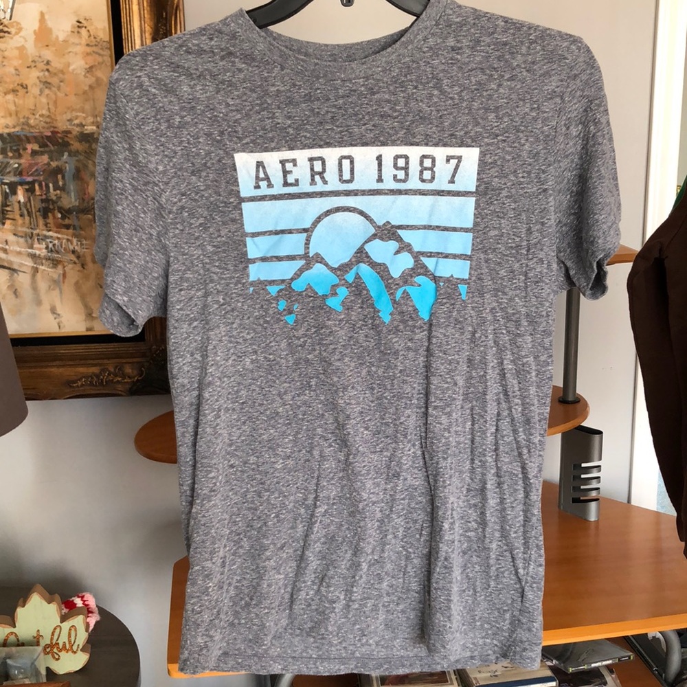 Aeropostale Gray Medium Tee Mountain and Sun screenprint